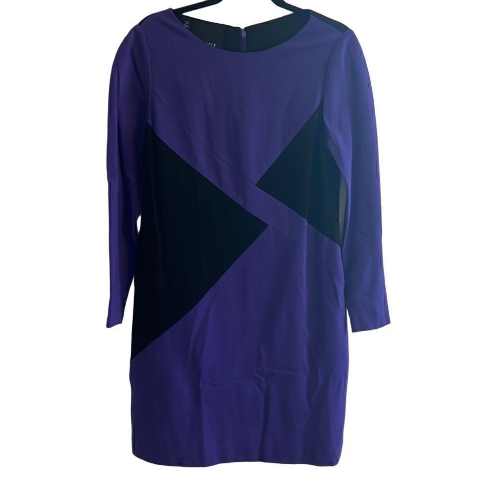 Carlisle Blue Black Gray Color Block 3/4 Sleeve Midi Sheath Dress Women’s 10